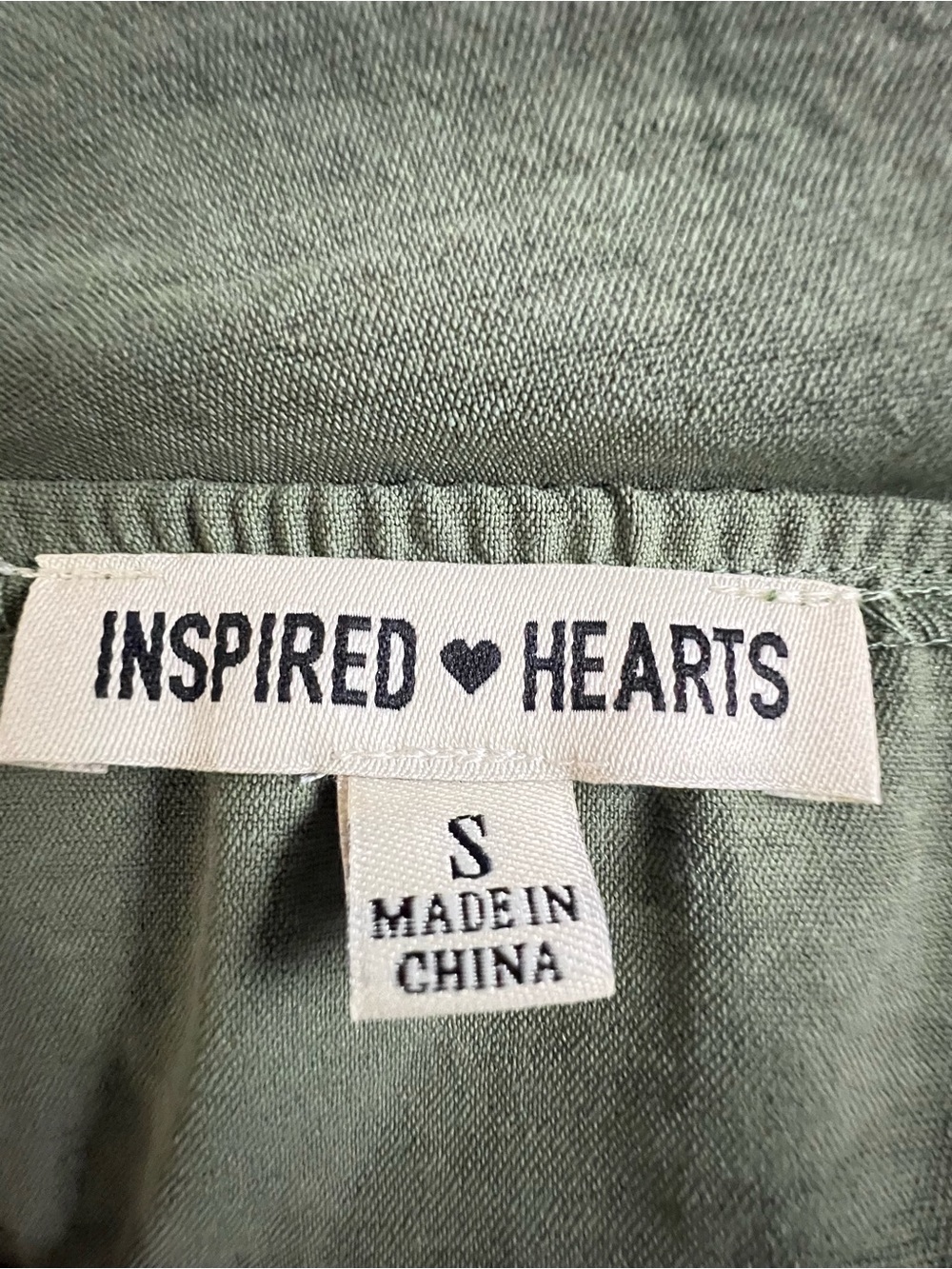Inspired Heart Cargo Pockets Jumpsuit Elastic Waist Sage Green Sz S - Picture 7 of 8